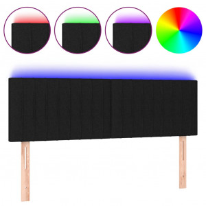 Cabecero con LED de tela negro 144x5x78/88 cm H
