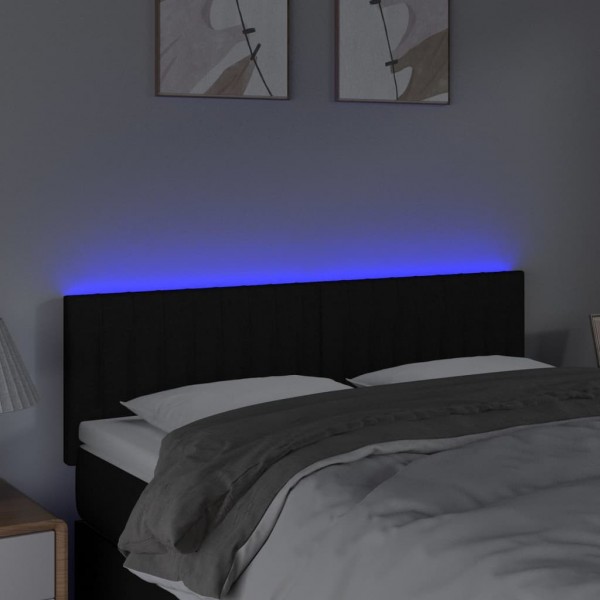Cabecero con LED de tela negro 144x5x78/88 cm M 3