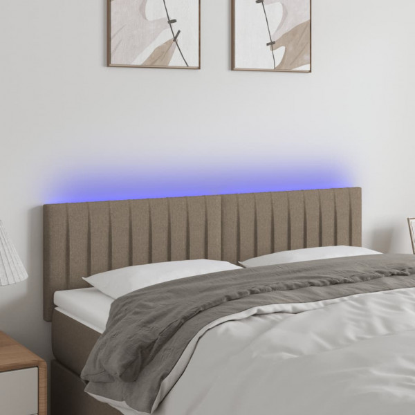 Cabecero con LED de tela gris taupe 144x5x78/88 cm D