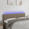 Cabecero con LED de tela gris taupe 144x5x78/88 cm 1