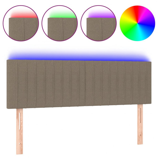 Cabecero con LED de tela gris taupe 144x5x78/88 cm M 2