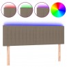 Cabeceira cama luzes LED tecido 144x5x78/88cm cinza-acastanhado 2