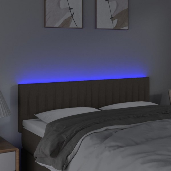 Cabeceira cama luzes LED tecido 144x5x78/88cm cinza-acastanhado M 3