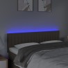 Cabeceira cama luzes LED tecido 144x5x78/88cm cinza-acastanhado 3