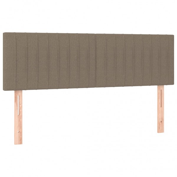 Cabeceira cama luzes LED tecido 144x5x78/88cm cinza-acastanhado M 4