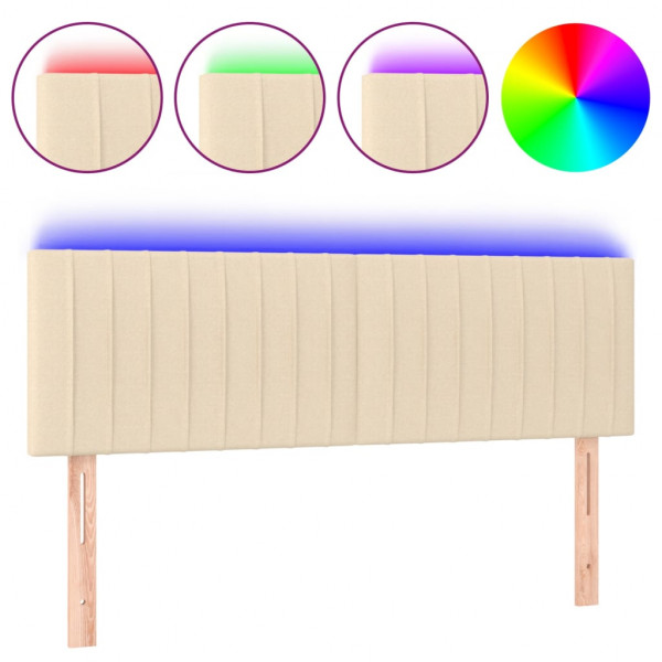 Cabecero con LED de tela color crema 144x5x78/88 cm M 2