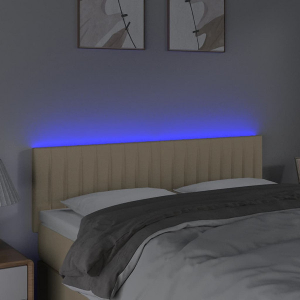 Cabeceira de cama c/ luzes LED tecido 144x5x78/88 cm cor creme M 3