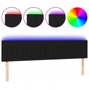 Cabecero con LED de tela negro 200x5x78/88 cm H