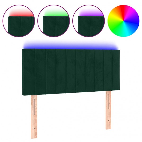 Cabeceira de cama c/ luzes LED veludo 90x5x78/88cm verde-escuro M 2
