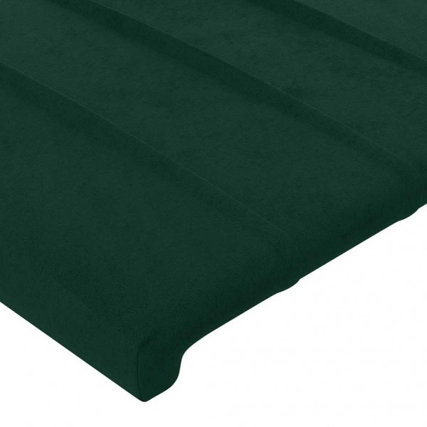 Cabeceira de cama c/ luzes LED veludo 90x5x78/88cm verde-escuro M 5