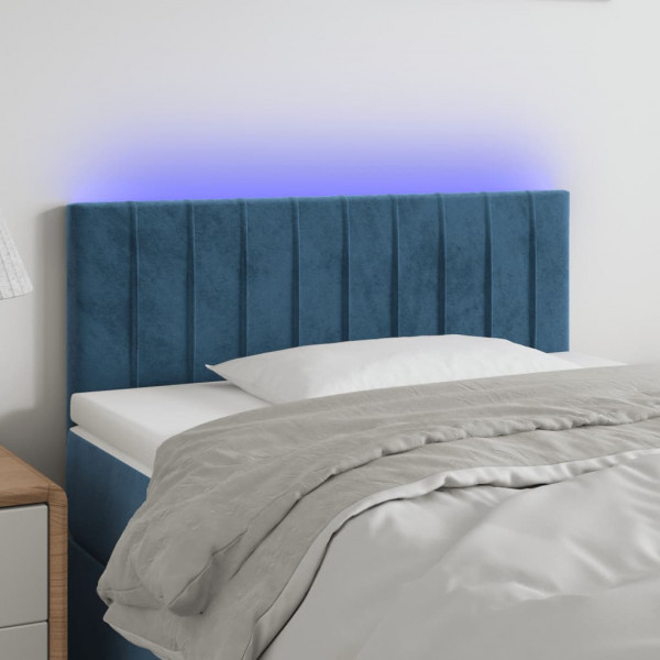 Cabecero con LED de terciopelo azul oscuro 90x5x78/88 cm D