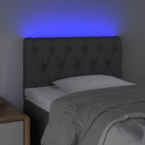 Cabeceira de cama c/ luzes LED tecido 80x7x78/88cm cinza-escuro M 3