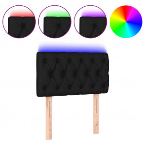 Cabecero con LED de tela negro 80x7x78/88 cm H