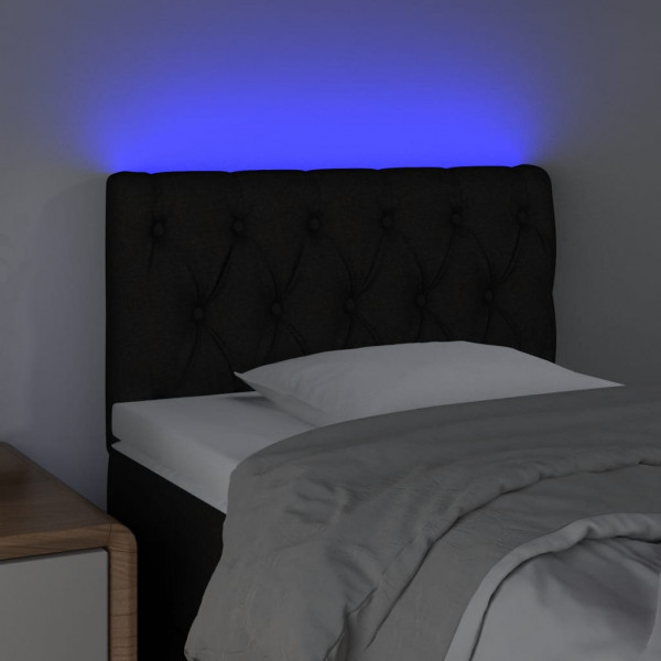Cabeceira de cama c/ luzes LED tecido 80x7x78/88 cm preto M 3
