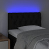 Cabeceira de cama c/ luzes LED tecido 80x7x78/88 cm preto 3