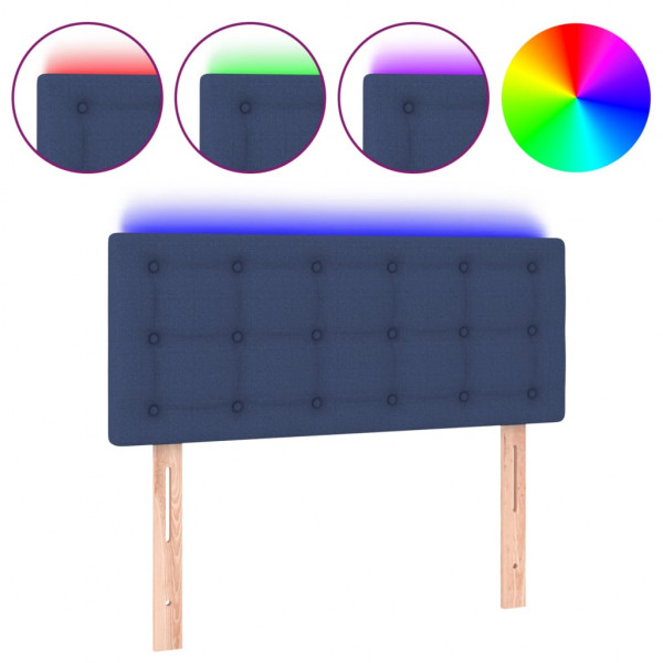 Cabecero con LED de tela azul 80x5x78/88 cm M 2