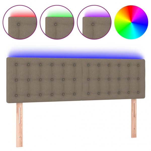 Cabecero con LED de tela gris taupe 144x5x78/88 cm M 2