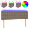 Cabeceira cama luzes LED tecido 144x5x78/88cm cinza-acastanhado 2