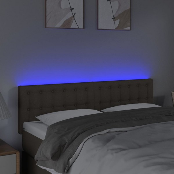 Cabeceira cama luzes LED tecido 144x5x78/88cm cinza-acastanhado M 3