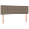 Cabeceira cama luzes LED tecido 144x5x78/88cm cinza-acastanhado 4