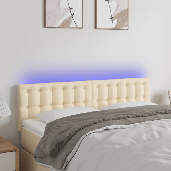 Cabecero con LED de tela color crema 144x5x78/88 cm D