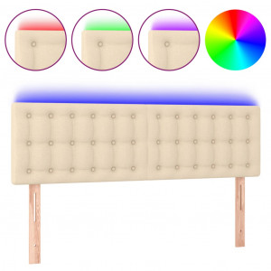 Cabecero con LED de tela color crema 144x5x78/88 cm H