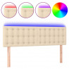 Cabecero con LED de tela color crema 144x5x78/88 cm 2
