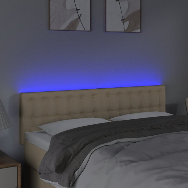 Cabecero con LED de tela color crema 144x5x78/88 cm M 3