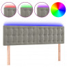 Cabecero con LED de terciopelo gris claro 144x5x78/88 cm 2