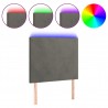 Cabecero con luces LED terciopelo gris oscuro 100x5x118/128 cm 2