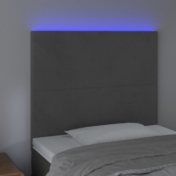 Cabecero con luces LED terciopelo gris oscuro 100x5x118/128 cm M 3