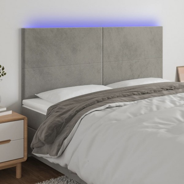 Cabecero con luces LED terciopelo gris claro 180x5x118/128 cm D