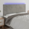 Cabeceira cama c/ luzes LED veludo 180x5x118/128cm cinza-claro 1