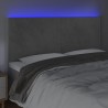 Cabeceira cama c/ luzes LED veludo 180x5x118/128cm cinza-claro 3
