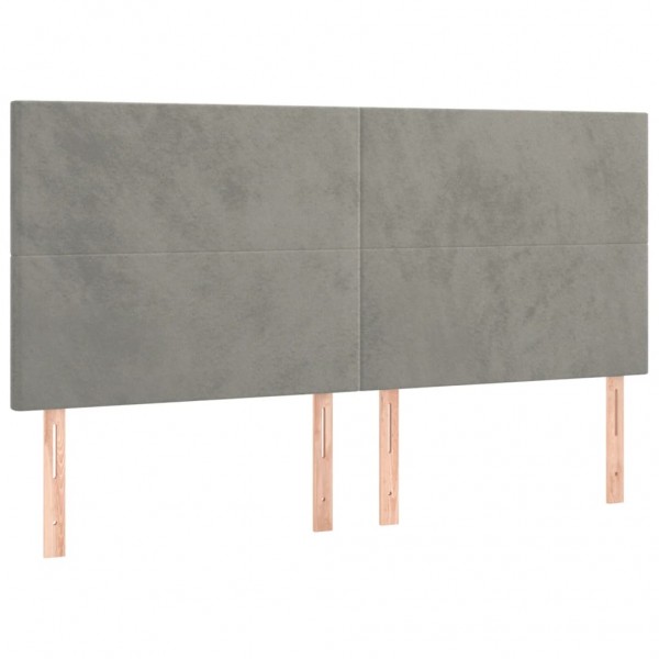 Cabecero con luces LED terciopelo gris claro 180x5x118/128 cm M 4
