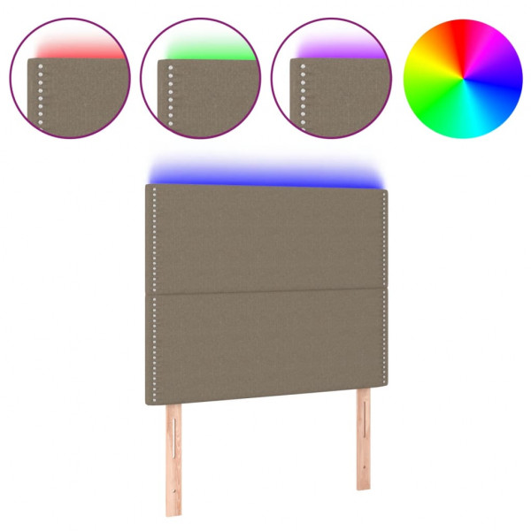 Cabecero con luces LED tela gris taupe 100x5x118/128 cm M 2