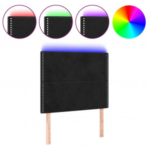 Cabecero con luces LED terciopelo negro 80x5x118/128 cm H