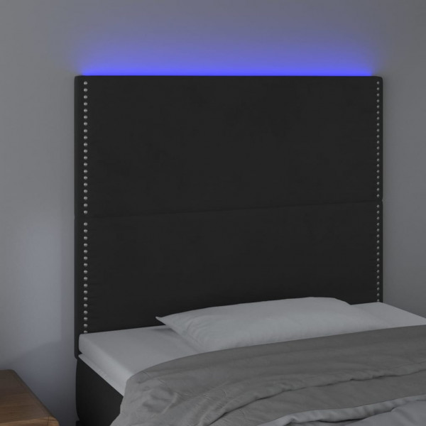 Cabecero con luces LED terciopelo negro 80x5x118/128 cm M 3