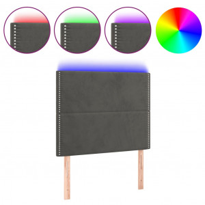 Cabecero con luces LED terciopelo gris oscuro 90x5x118/128 cm H