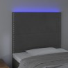 Cabeceira de cama c/ LED veludo 90x5x118/128 cm cinza-escuro 3