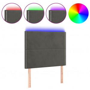Cabecero con luces LED terciopelo gris oscuro 100x5x118/128 cm H