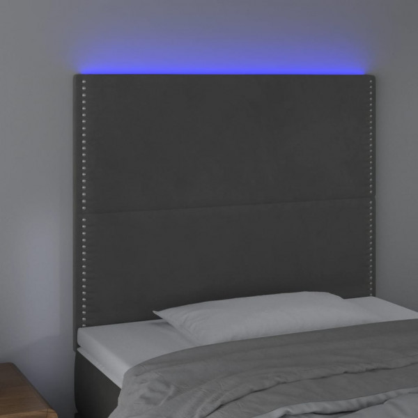 Cabecero con luces LED terciopelo gris oscuro 100x5x118/128 cm M 3