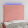 Cabeceira de cama c/ luzes LED veludo 100x5x118/128 cm rosa 1