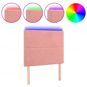 Cabecero con luces LED terciopelo rosa 100x5x118/128 cm H