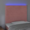 Cabeceira de cama c/ luzes LED veludo 100x5x118/128 cm rosa 3