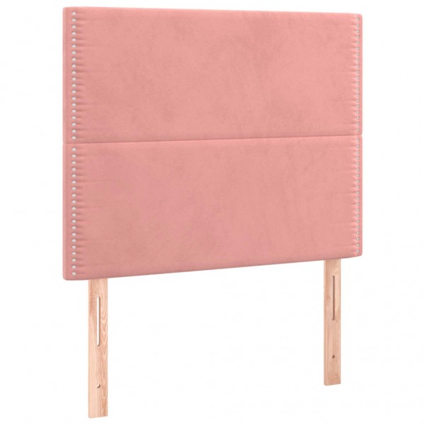 Cabeceira de cama c/ luzes LED veludo 100x5x118/128 cm rosa M 4