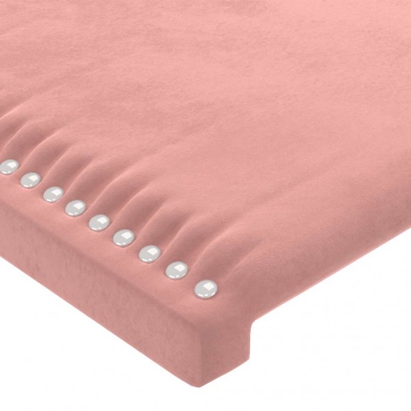 Cabeceira de cama c/ luzes LED veludo 100x5x118/128 cm rosa M 5