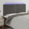 Cabecero con luces LED terciopelo gris oscuro 200x5x118/128 cm 1