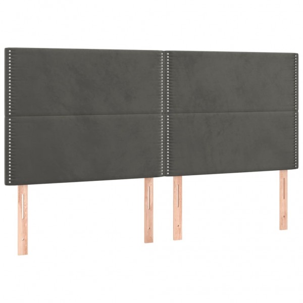 Cabecero con luces LED terciopelo gris oscuro 200x5x118/128 cm M 4