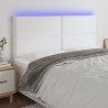 Cabecero con luces LED cuero sintético blanco 200x5x118/128 cm 1